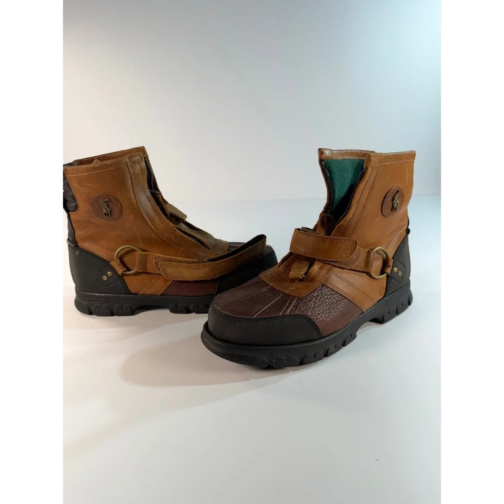 Polo Ralph Lauren Conquest Hi III Brown Leather Duck Boots Mens 8D CNQST HI III